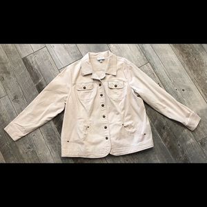 Plus size cream jean jacket